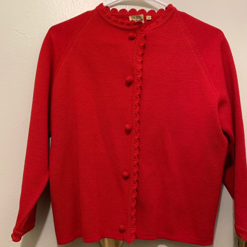 Mary Associates Red Wool Cardigan (Girl)